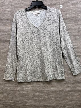 The Muses Lounge Tee Women's Size M Polka-Dot Multicolor Long Sleeve V-Neck